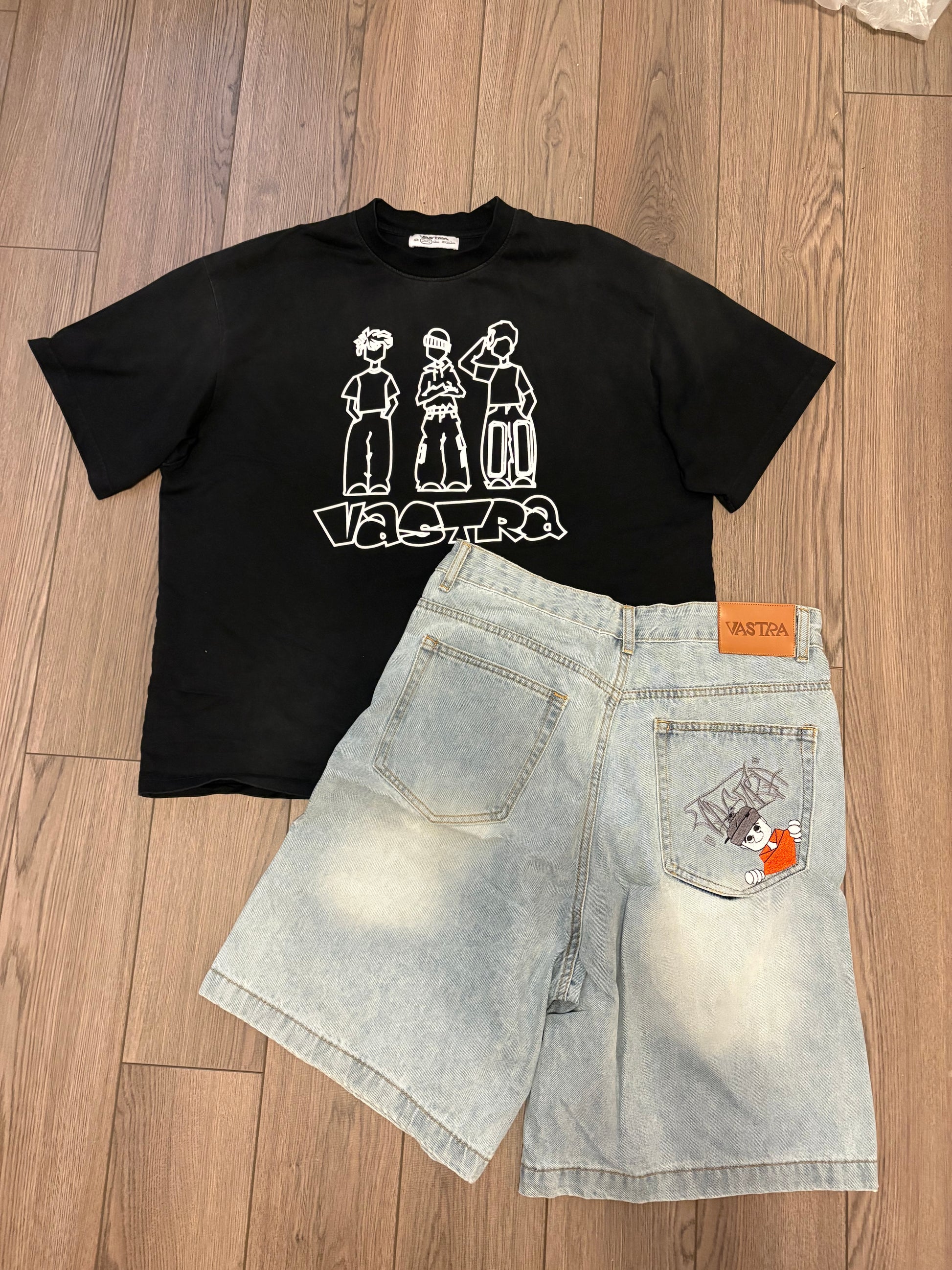 T-shirt and Jorts Bundle (Black and Blue)